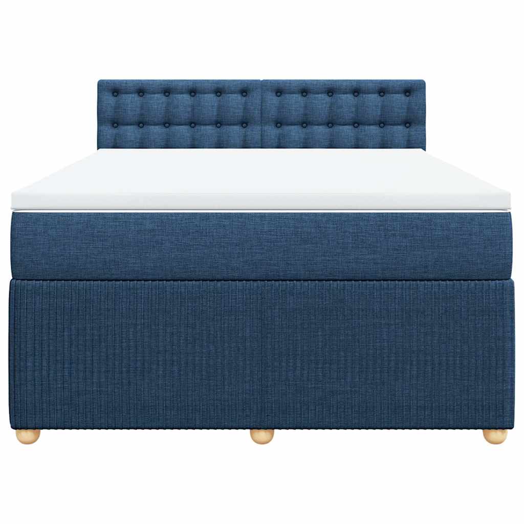 vidaXL Κρεβάτι Boxspring με Στρώμα Μπλε 140x190 εκ. Υφασμάτινο