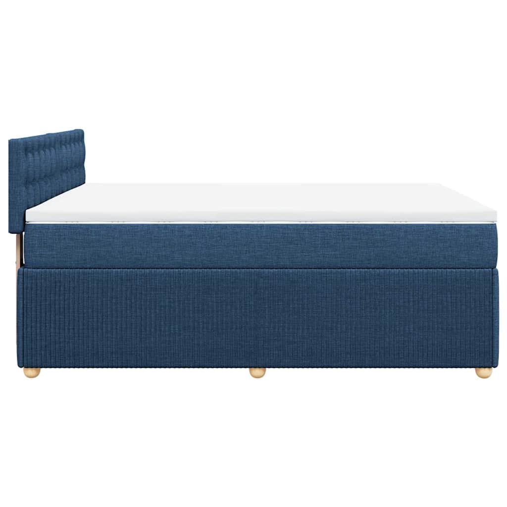 vidaXL Κρεβάτι Boxspring με Στρώμα Μπλε 140x190 εκ. Υφασμάτινο