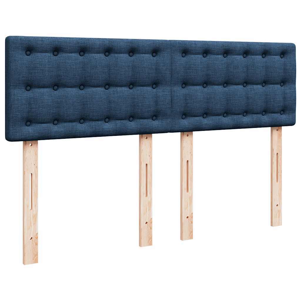 vidaXL Κρεβάτι Boxspring με Στρώμα Μπλε 140x190 εκ. Υφασμάτινο