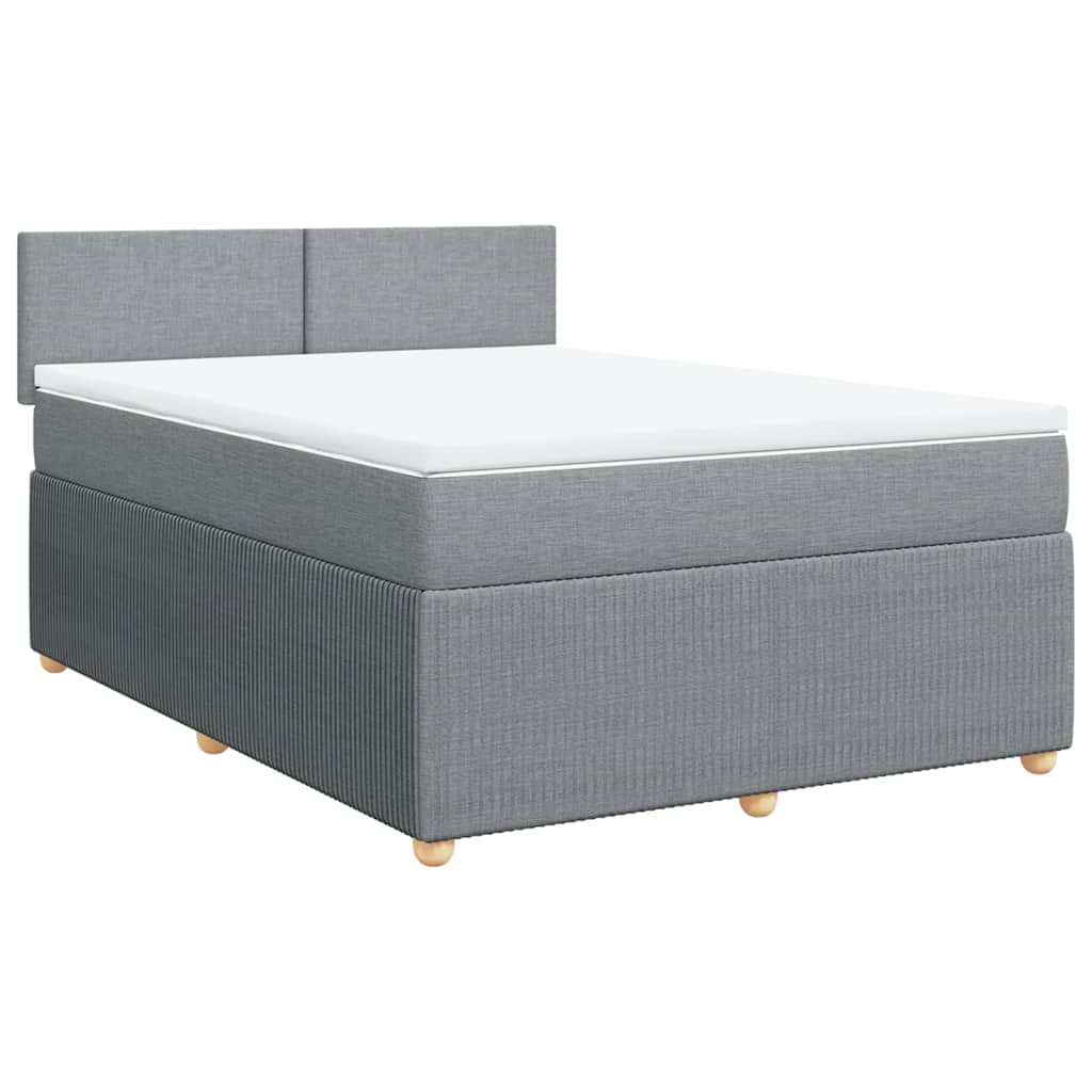 vidaXL Κρεβάτι Boxspring με Στρώμα Ανοιχτό Γκρι 140x200 εκ. Υφασμάτινο