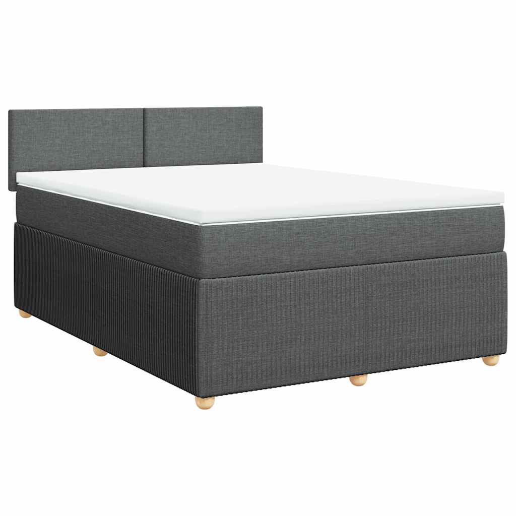 vidaXL Κρεβάτι Boxspring με Στρώμα Σκούρο Γκρι 140x200 εκ Υφασμάτινο