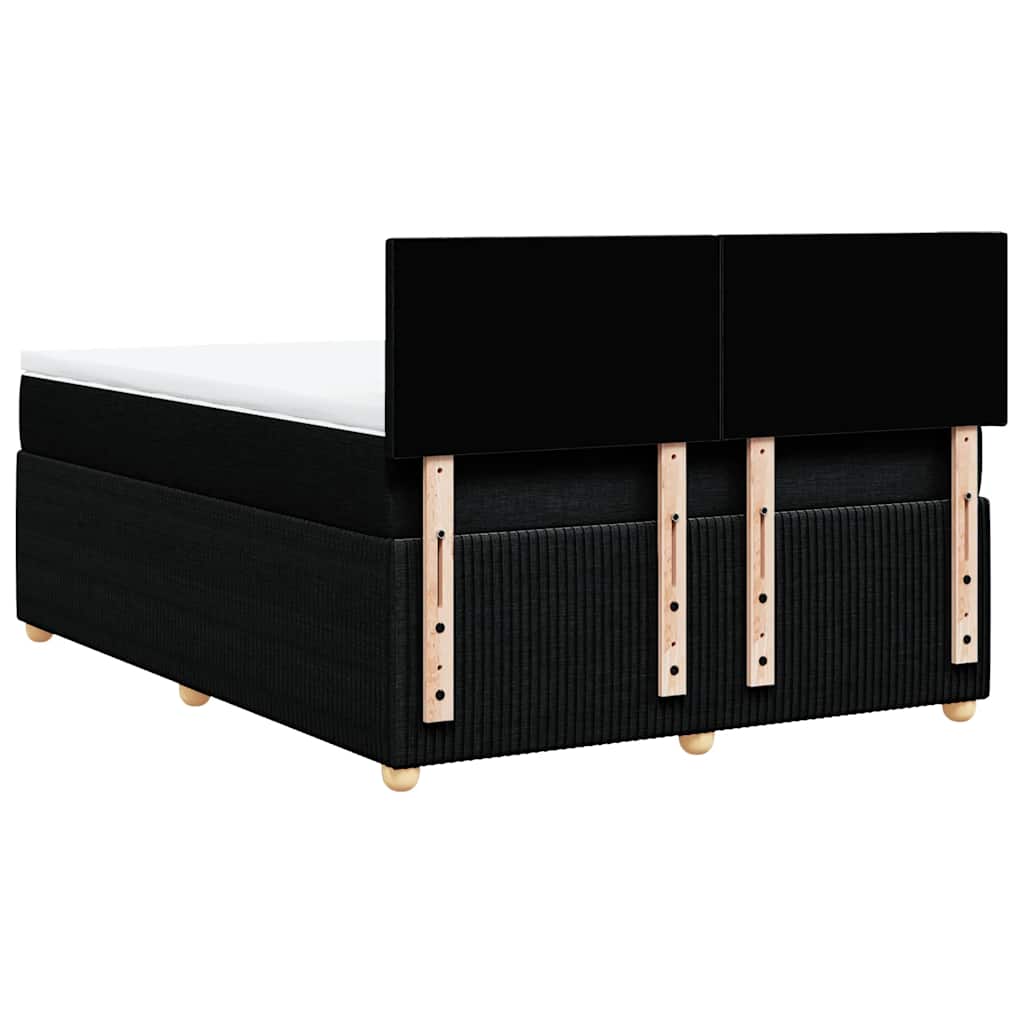 vidaXL Κρεβάτι Boxspring με Στρώμα Μαύρο 140x200 εκ. Υφασμάτινο