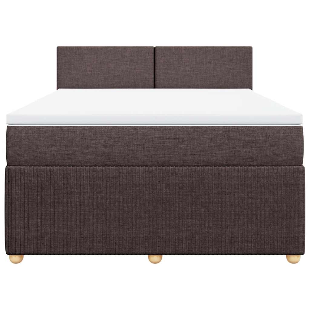 vidaXL Κρεβάτι Boxspring με Στρώμα Σκούρο Καφέ 140x200 εκ Υφασμάτινο