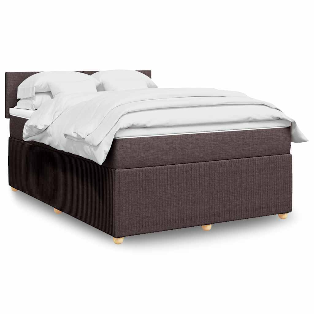 vidaXL Κρεβάτι Boxspring με Στρώμα Σκούρο Καφέ 140x200 εκ Υφασμάτινο