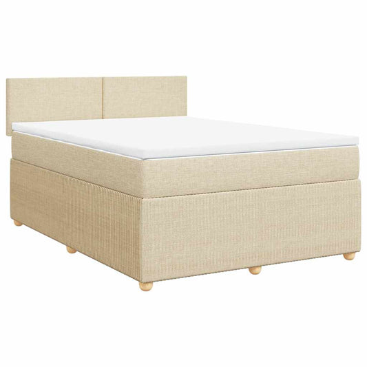 vidaXL Κρεβάτι Boxspring με Στρώμα Κρεμ 140x200 εκ. Υφασμάτινο