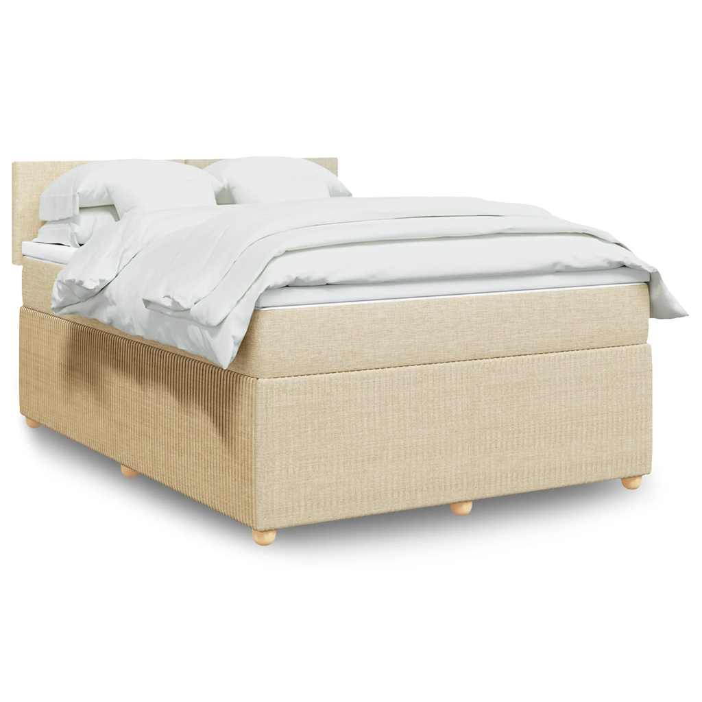 vidaXL Κρεβάτι Boxspring με Στρώμα Κρεμ 140x200 εκ. Υφασμάτινο