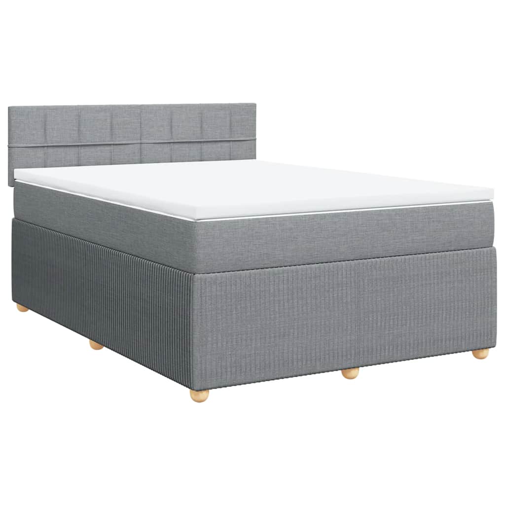 vidaXL Κρεβάτι Boxspring με Στρώμα Ανοιχτό Γκρι 140x200 εκ. Υφασμάτινο
