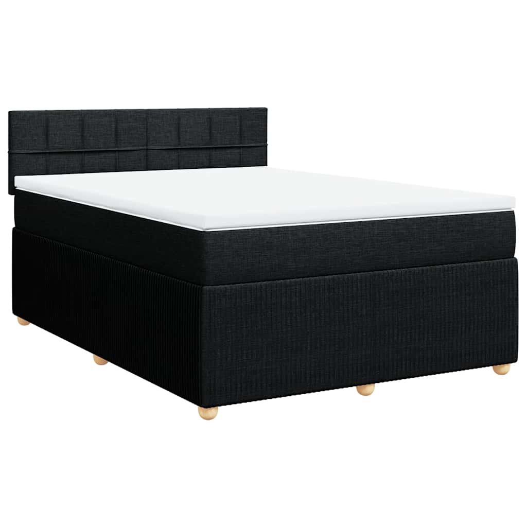 vidaXL Κρεβάτι Boxspring με Στρώμα Μαύρο 140x200 εκ. Υφασμάτινο