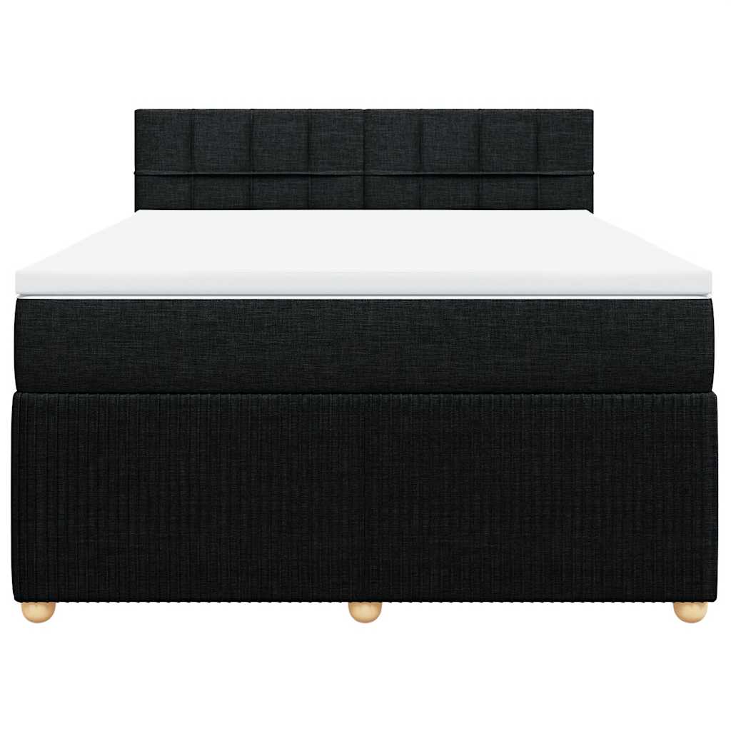vidaXL Κρεβάτι Boxspring με Στρώμα Μαύρο 140x200 εκ. Υφασμάτινο