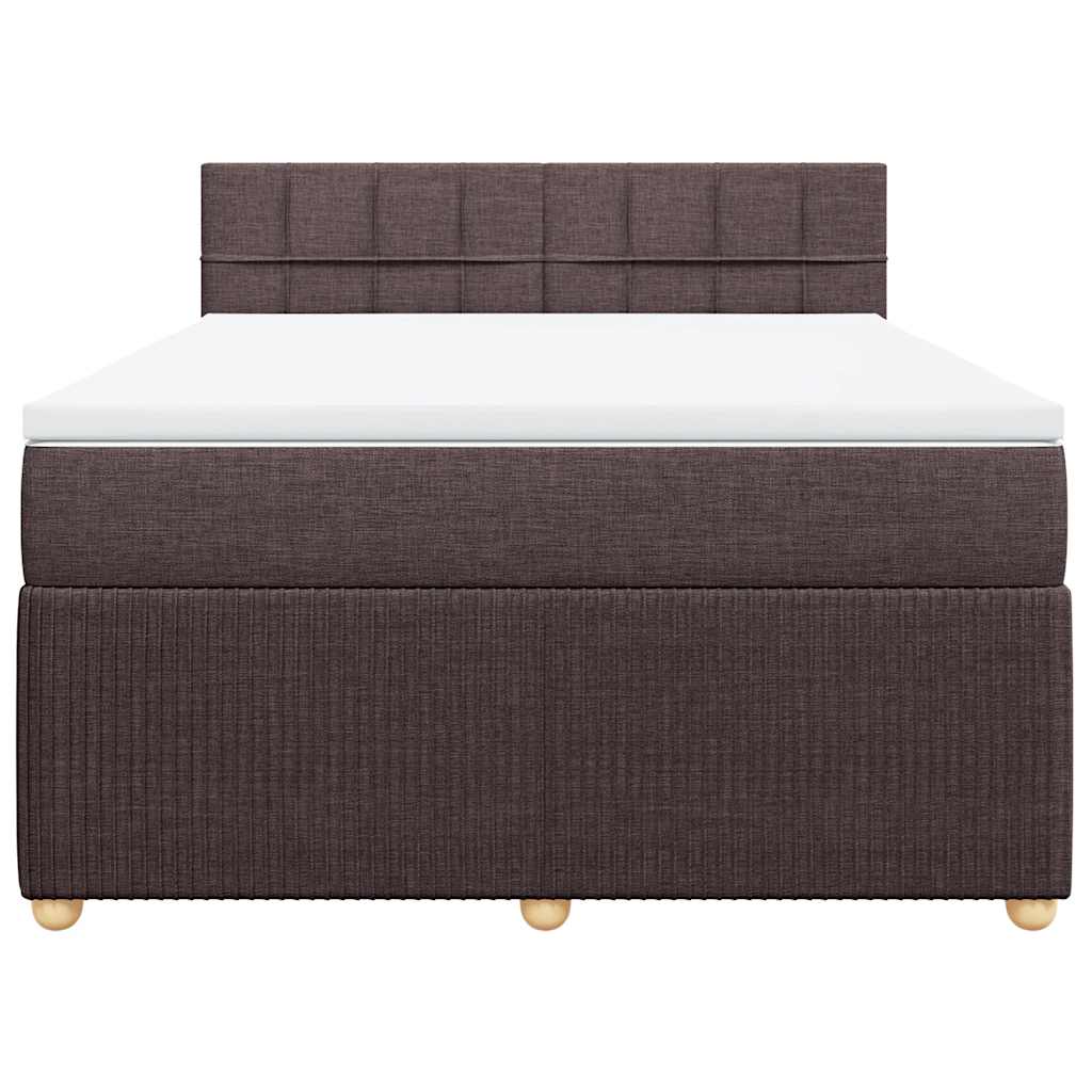 vidaXL Κρεβάτι Boxspring με Στρώμα Σκούρο Καφέ 140x200 εκ Υφασμάτινο