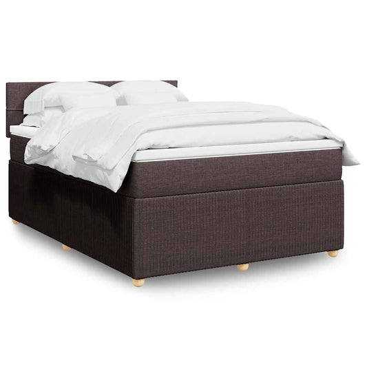 vidaXL Κρεβάτι Boxspring με Στρώμα Σκούρο Καφέ 140x200 εκ Υφασμάτινο