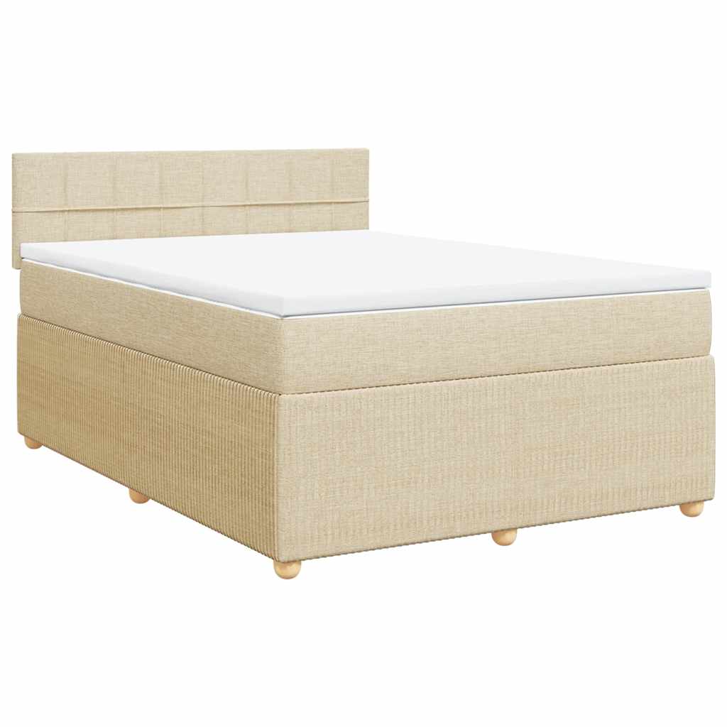 vidaXL Κρεβάτι Boxspring με Στρώμα Κρεμ 140x200 εκ. Υφασμάτινο