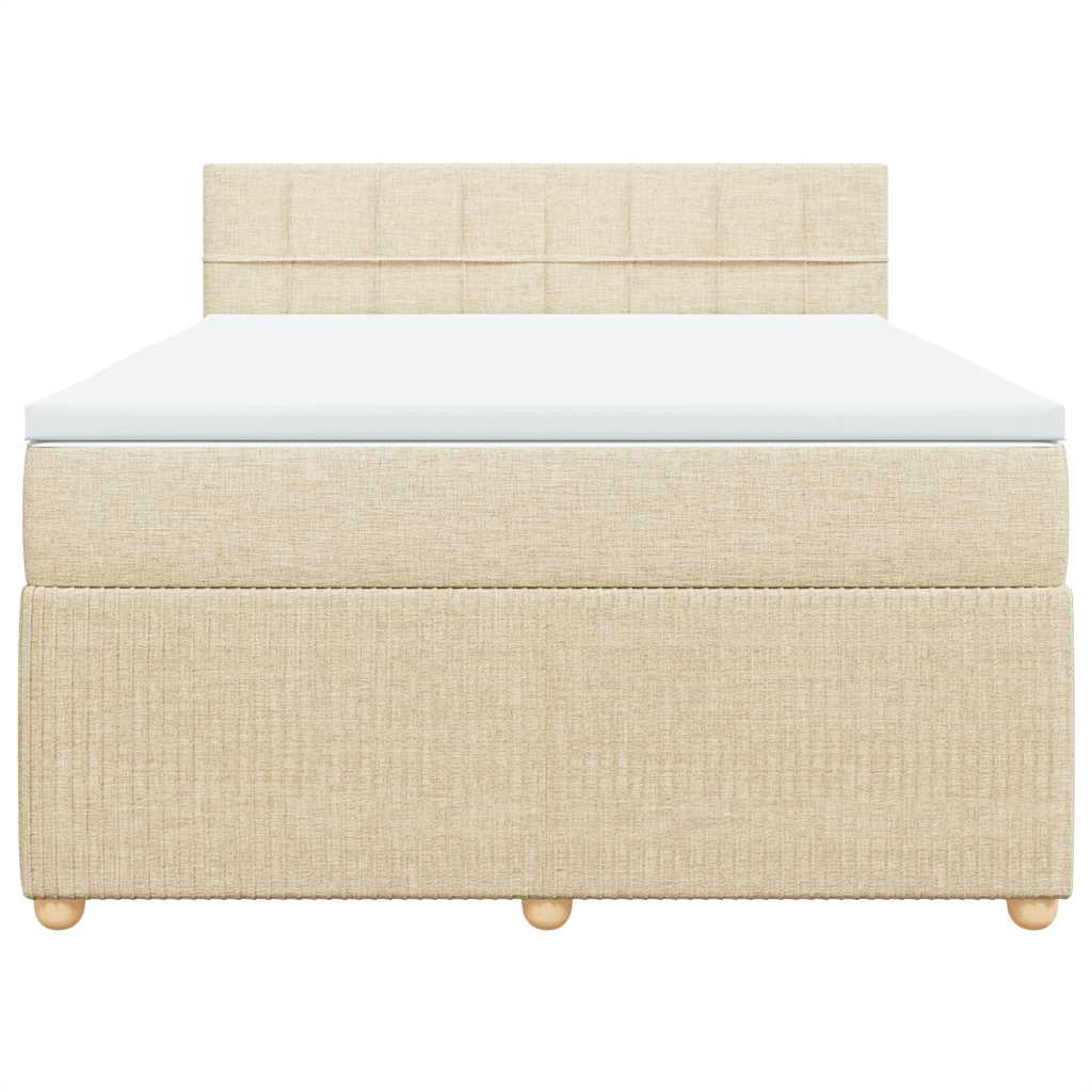 vidaXL Κρεβάτι Boxspring με Στρώμα Κρεμ 140x200 εκ. Υφασμάτινο
