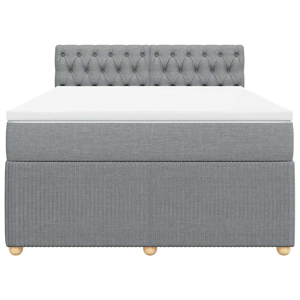 vidaXL Κρεβάτι Boxspring με Στρώμα Ανοιχτό Γκρι 140x200 εκ. Υφασμάτινο
