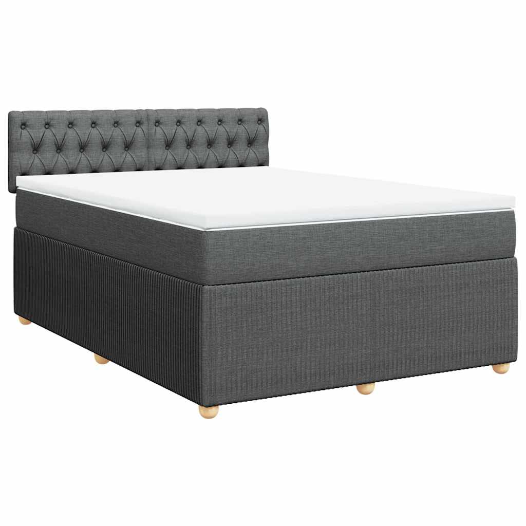 vidaXL Κρεβάτι Boxspring με Στρώμα Σκούρο Γκρι 140x200 εκ Υφασμάτινο