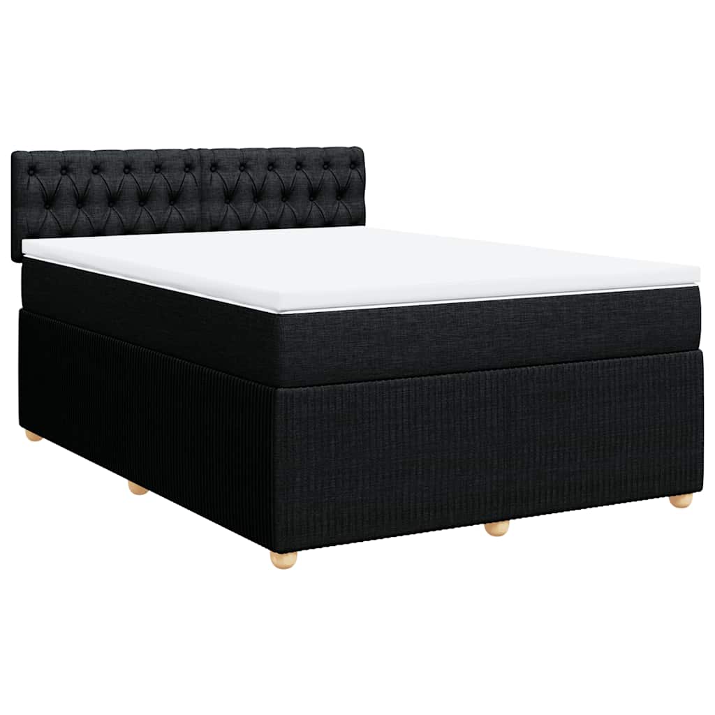 vidaXL Κρεβάτι Boxspring με Στρώμα Μαύρο 140x200 εκ. Υφασμάτινο