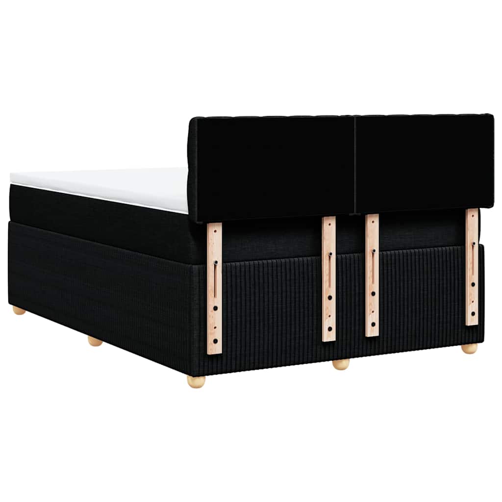 vidaXL Κρεβάτι Boxspring με Στρώμα Μαύρο 140x200 εκ. Υφασμάτινο