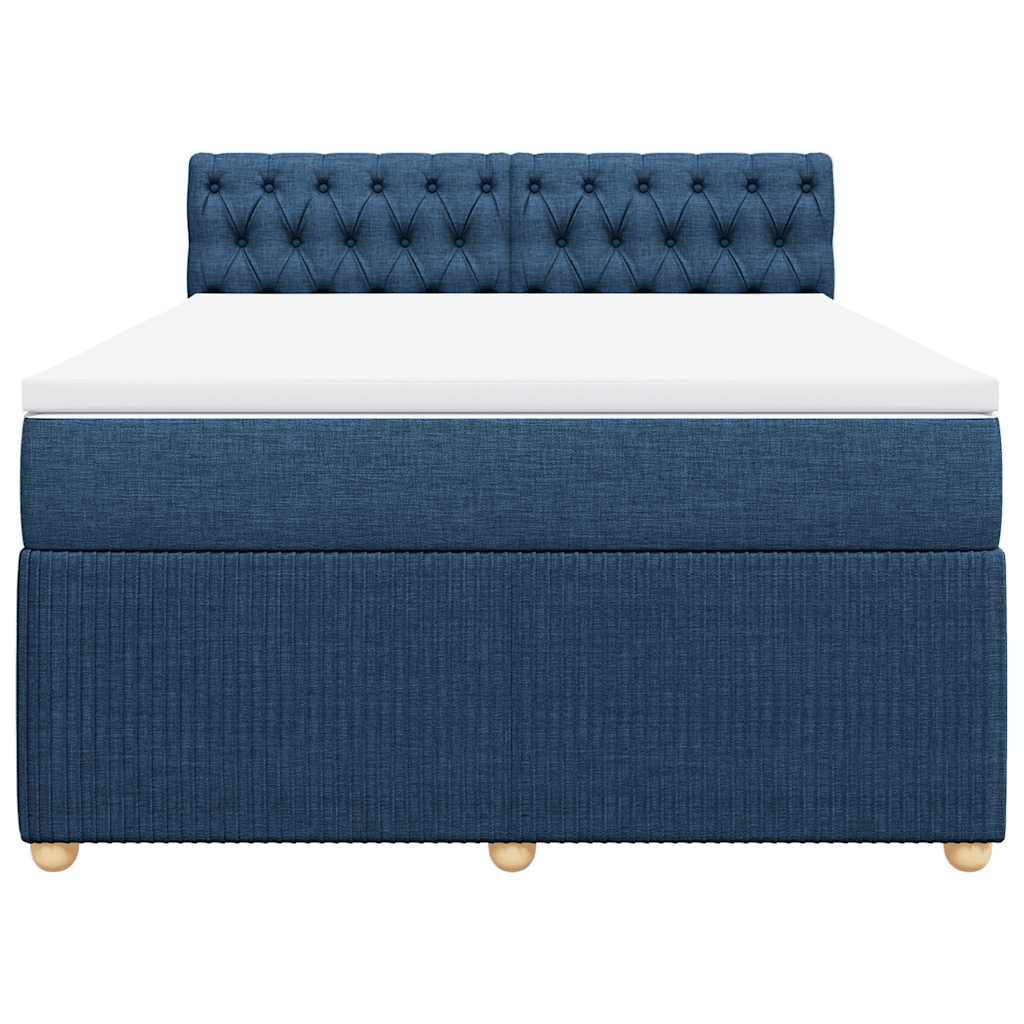 vidaXL Κρεβάτι Boxspring με Στρώμα Μπλε 140x200 εκ. Υφασμάτινο