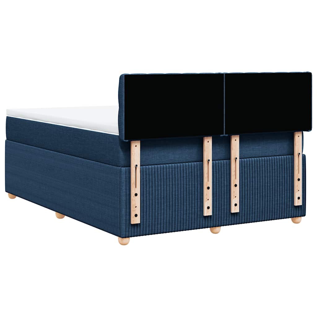 vidaXL Κρεβάτι Boxspring με Στρώμα Μπλε 140x200 εκ. Υφασμάτινο