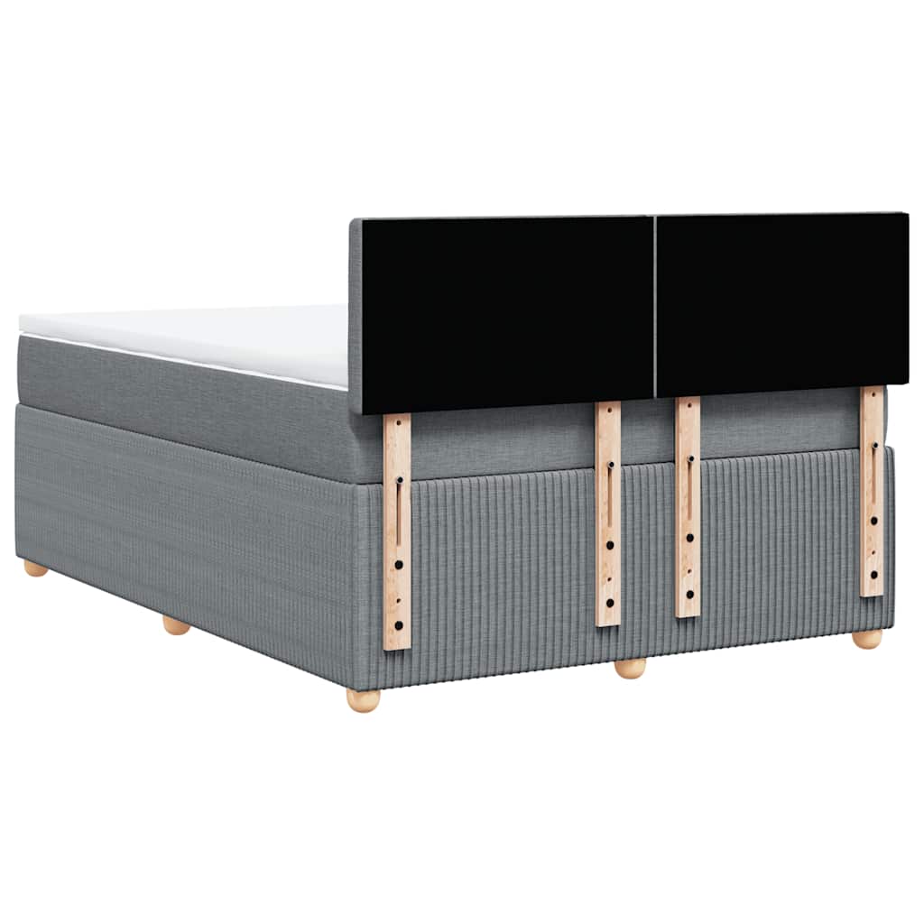 vidaXL Κρεβάτι Boxspring με Στρώμα Ανοιχτό Γκρι 140x200 εκ. Υφασμάτινο
