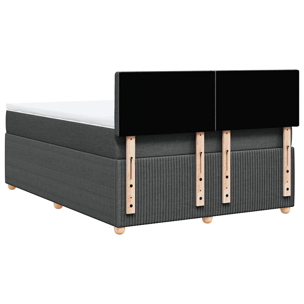 vidaXL Κρεβάτι Boxspring με Στρώμα Σκούρο Γκρι 140x200 εκ Υφασμάτινο
