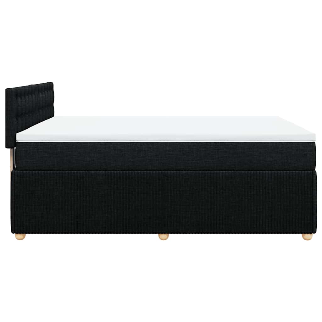 vidaXL Κρεβάτι Boxspring με Στρώμα Μαύρο 140x200 εκ. Υφασμάτινο