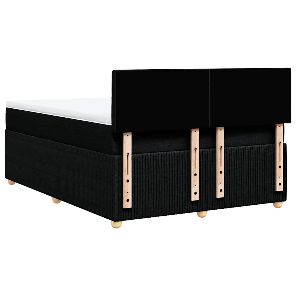 vidaXL Κρεβάτι Boxspring με Στρώμα Μαύρο 140x200 εκ. Υφασμάτινο