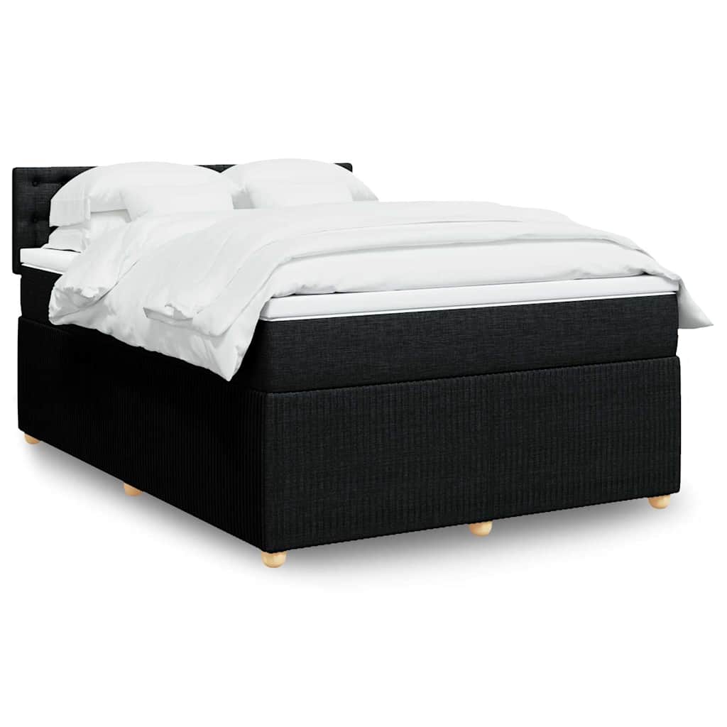 vidaXL Κρεβάτι Boxspring με Στρώμα Μαύρο 140x200 εκ. Υφασμάτινο