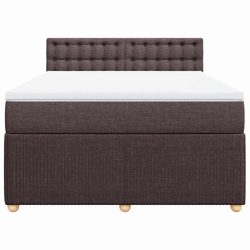 vidaXL Κρεβάτι Boxspring με Στρώμα Σκούρο Καφέ 140x200 εκ Υφασμάτινο