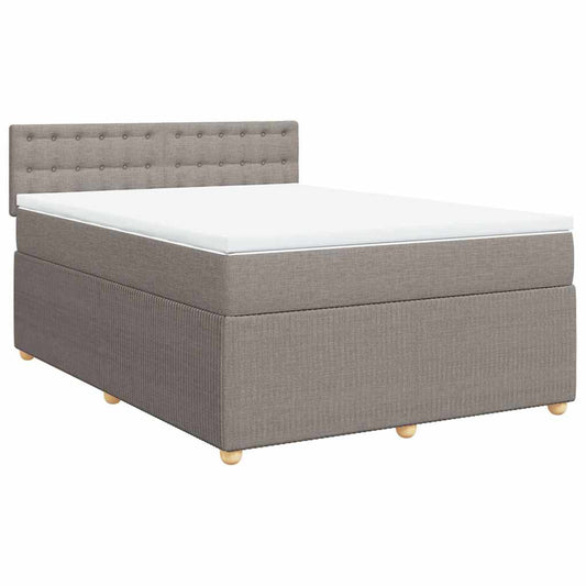 vidaXL Κρεβάτι Boxspring με Στρώμα Taupe 140x200 εκ. Υφασμάτινο