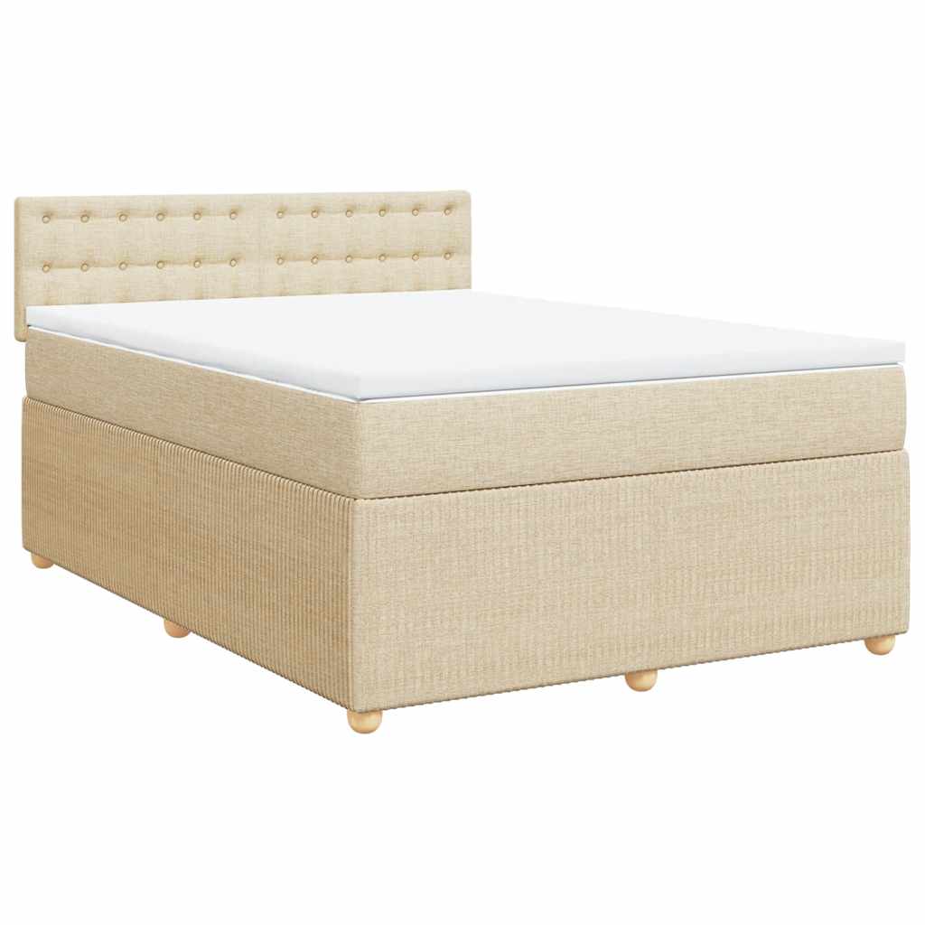 vidaXL Κρεβάτι Boxspring με Στρώμα Κρεμ 140x200 εκ. Υφασμάτινο
