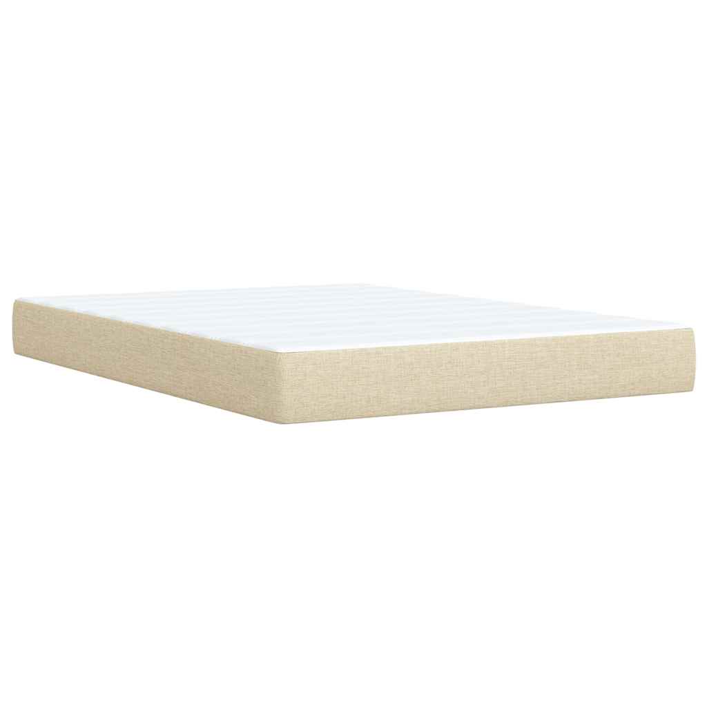 vidaXL Κρεβάτι Boxspring με Στρώμα Κρεμ 140x200 εκ. Υφασμάτινο