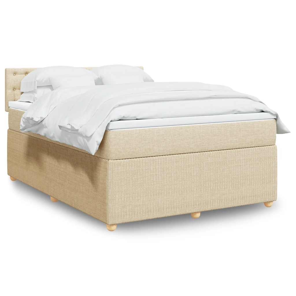 vidaXL Κρεβάτι Boxspring με Στρώμα Κρεμ 140x200 εκ. Υφασμάτινο