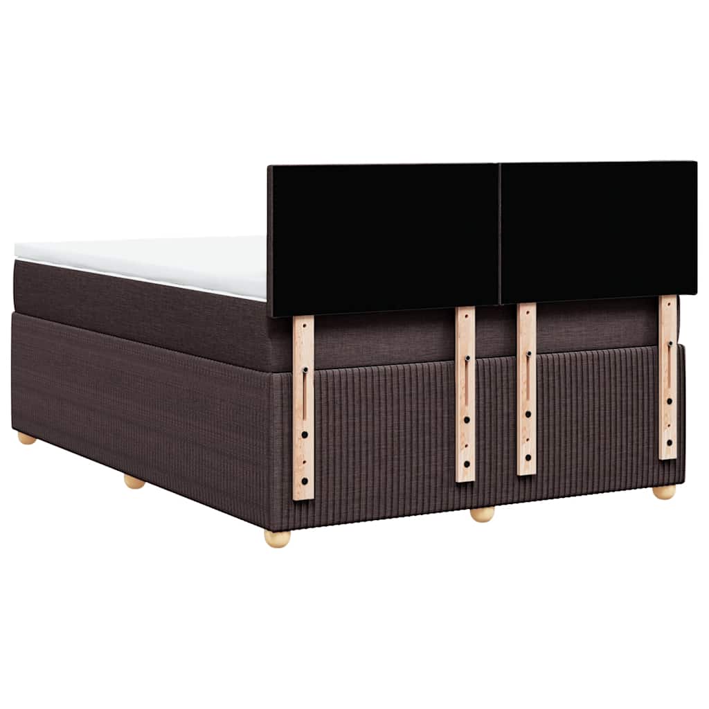vidaXL Κρεβάτι Boxspring με Στρώμα Σκούρο Καφέ 160x200 εκ Υφασμάτινο