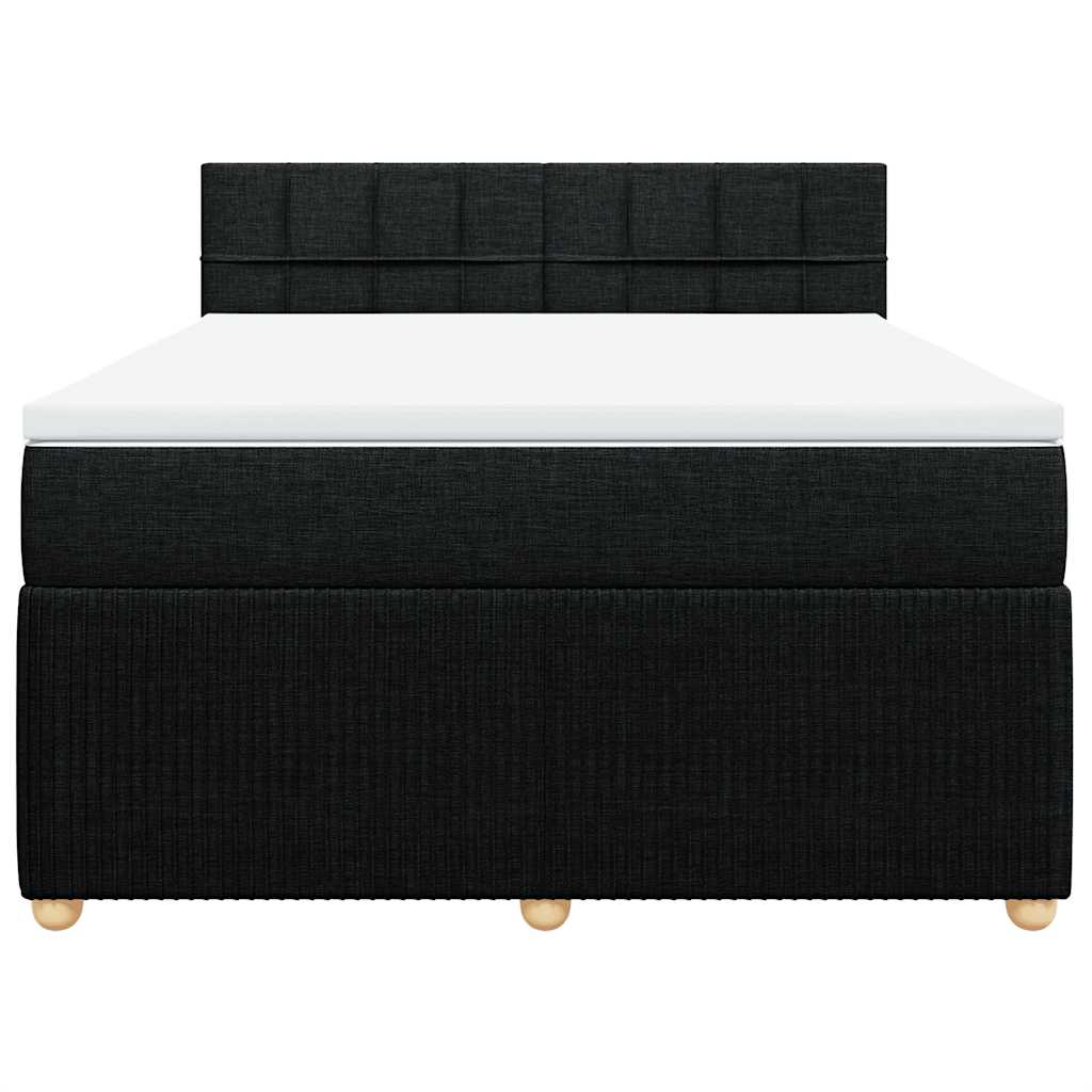 vidaXL Κρεβάτι Boxspring με Στρώμα Μαύρο 160x200 εκ. Υφασμάτινο