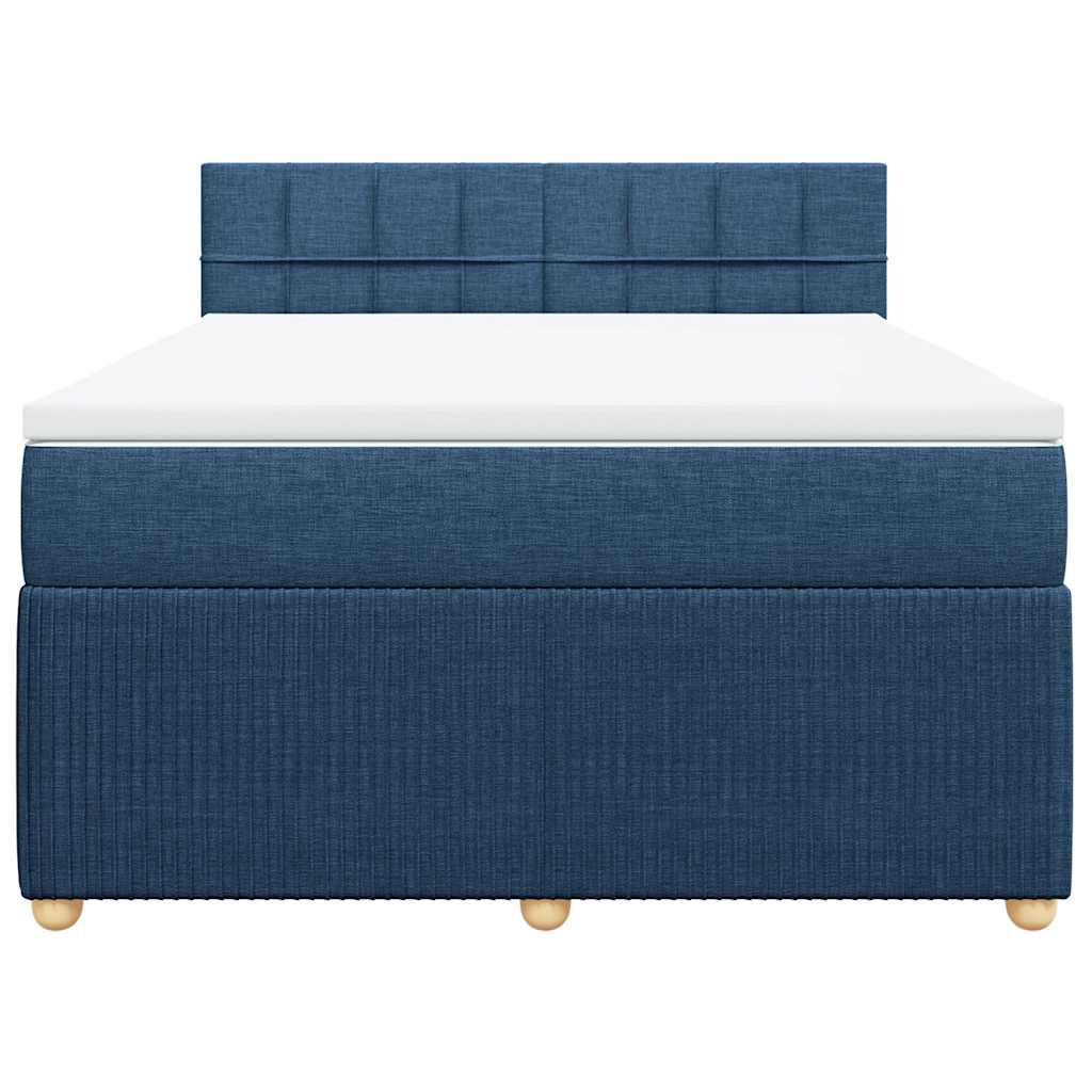 vidaXL Κρεβάτι Boxspring με Στρώμα Μπλε 160x200 εκ. Υφασμάτινο