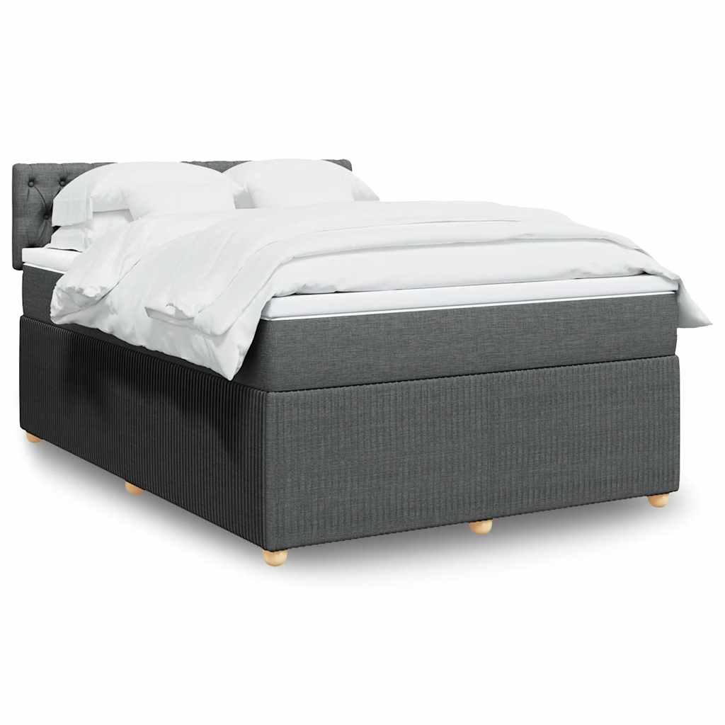 vidaXL Κρεβάτι Boxspring με Στρώμα Σκούρο Γκρι 160x200 εκ Υφασμάτινο