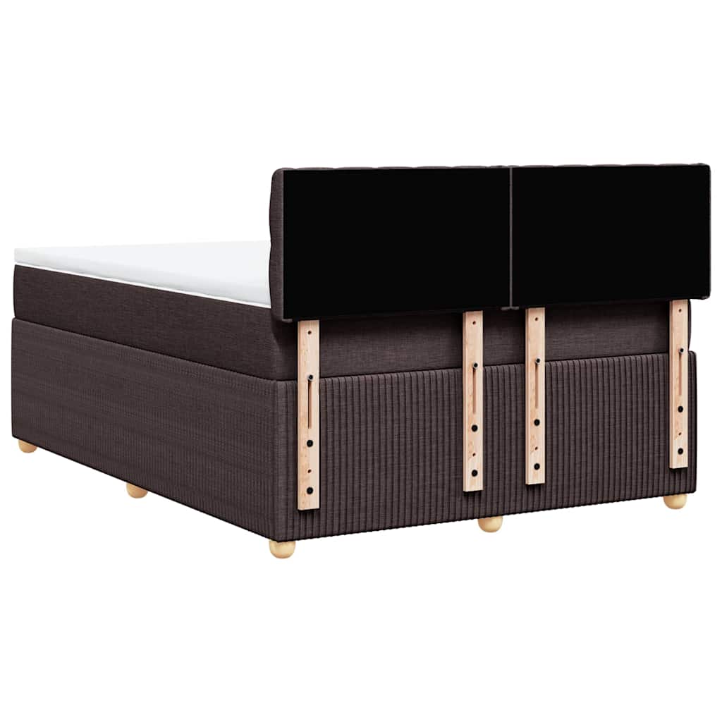 vidaXL Κρεβάτι Boxspring με Στρώμα Σκούρο Καφέ 160x200 εκ Υφασμάτινο