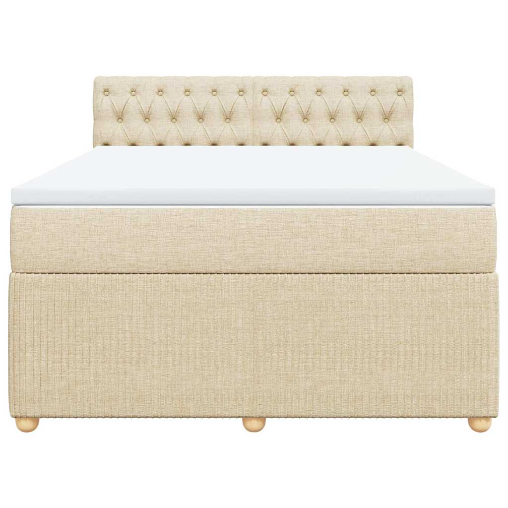 vidaXL Κρεβάτι Boxspring με Στρώμα Κρεμ 160x200 εκ. Υφασμάτινο