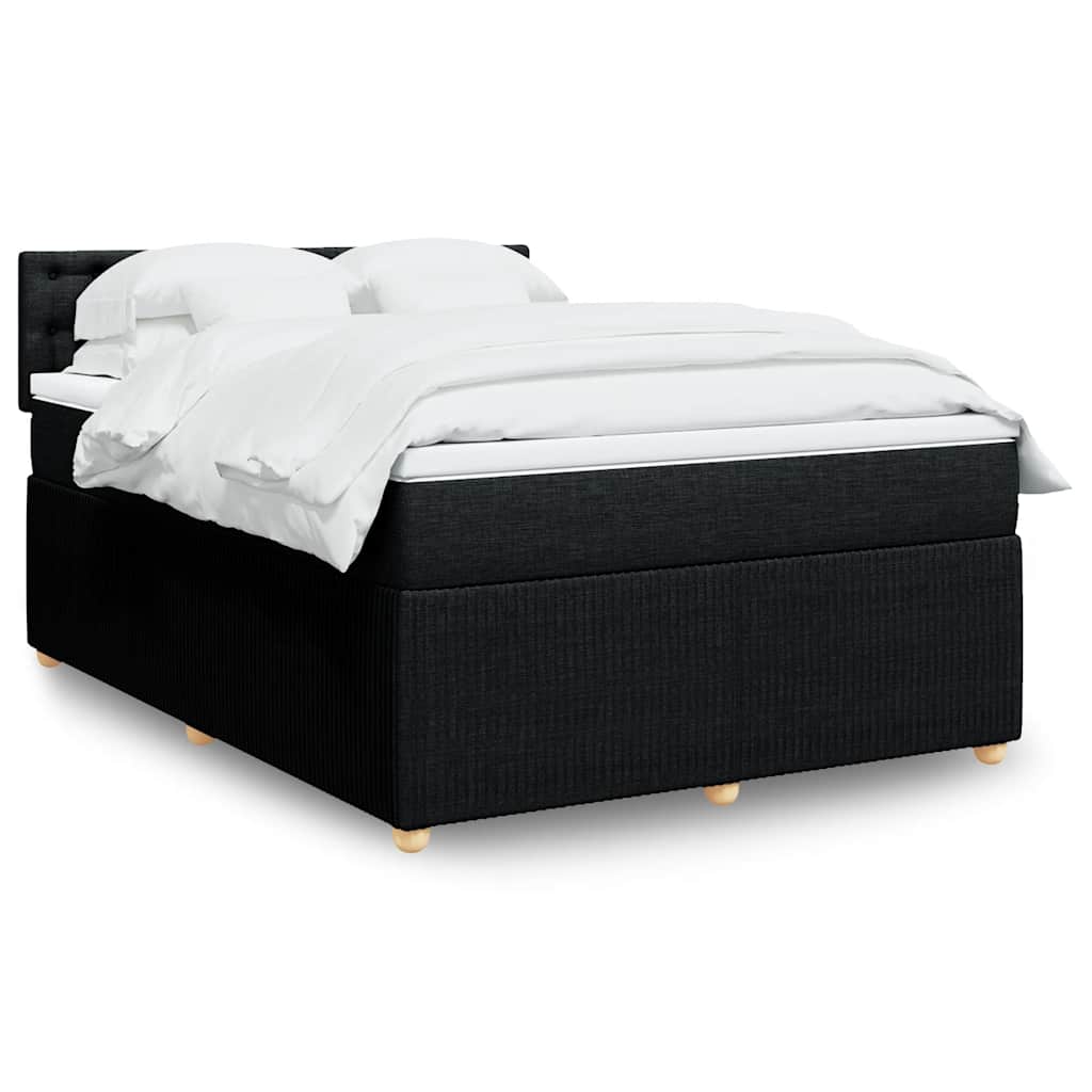 vidaXL Κρεβάτι Boxspring με Στρώμα Μαύρο 160x200 εκ. Υφασμάτινο