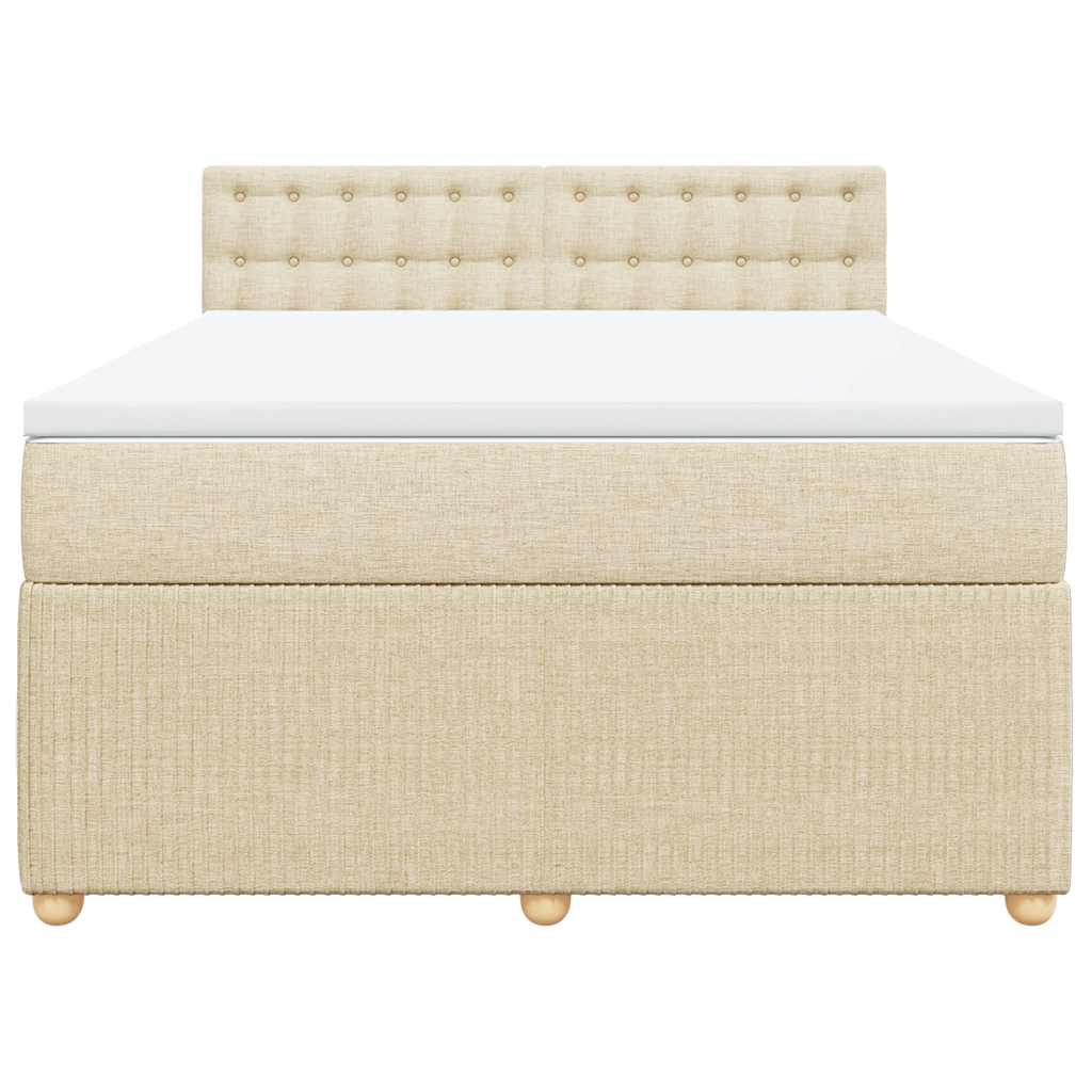 vidaXL Κρεβάτι Boxspring με Στρώμα Κρεμ 160x200 εκ. Υφασμάτινο