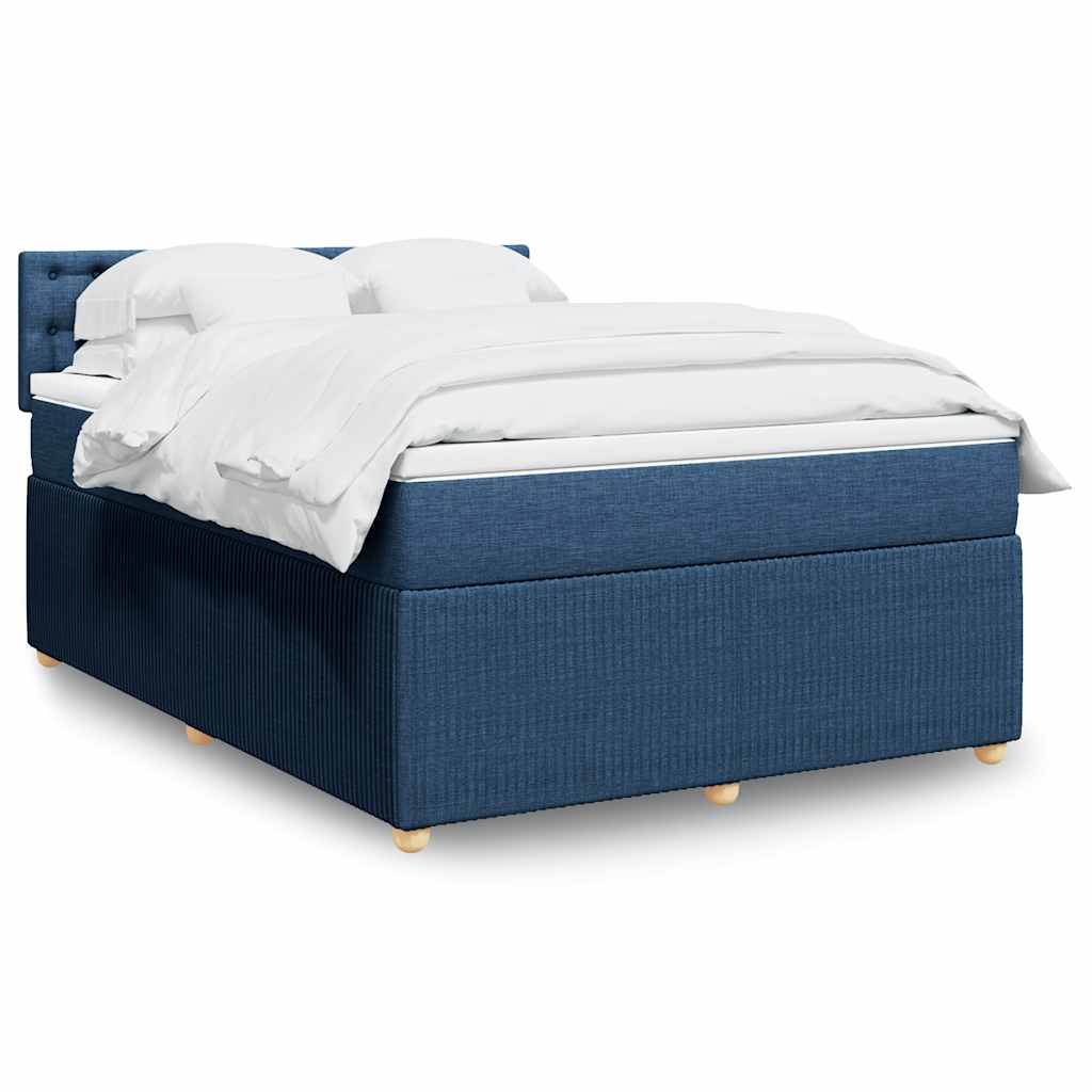 vidaXL Κρεβάτι Boxspring με Στρώμα Μπλε 160x200 εκ. Υφασμάτινο