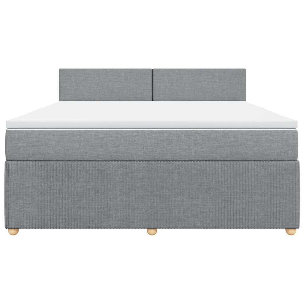 vidaXL Κρεβάτι Boxspring με Στρώμα Ανοιχτό Γκρι 180x200 εκ. Υφασμάτινο
