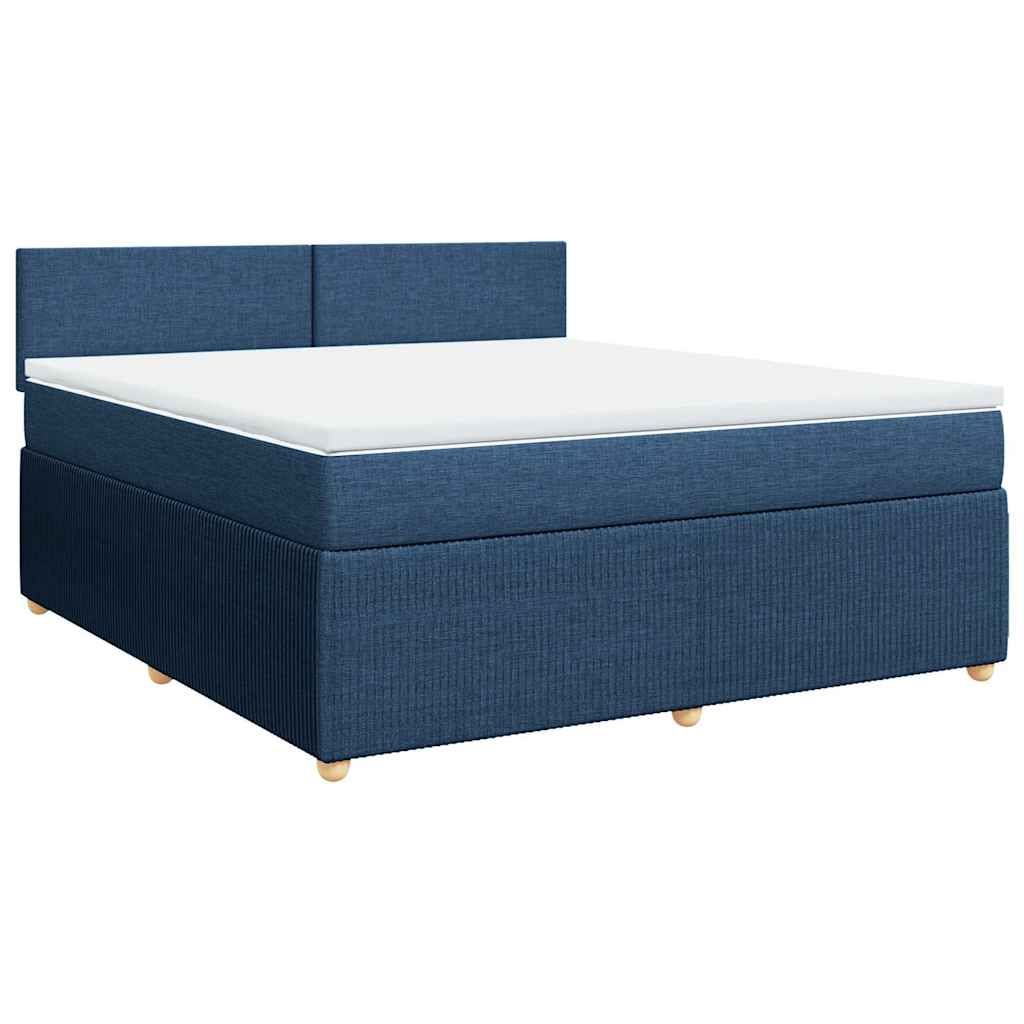 vidaXL Κρεβάτι Boxspring με Στρώμα Μπλε 180x200 εκ. Υφασμάτινο