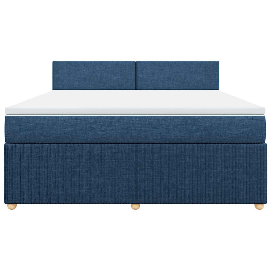 vidaXL Κρεβάτι Boxspring με Στρώμα Μπλε 180x200 εκ. Υφασμάτινο