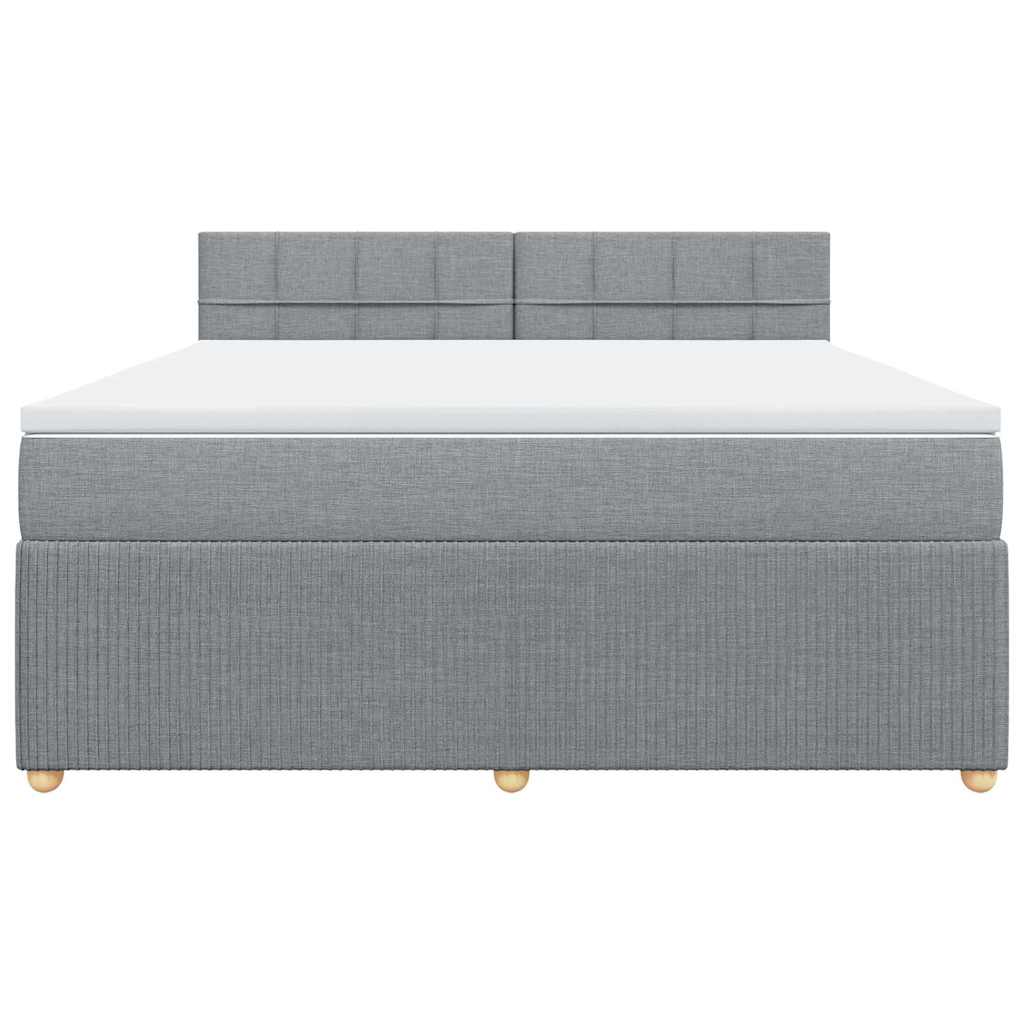vidaXL Κρεβάτι Boxspring με Στρώμα Ανοιχτό Γκρι 180x200 εκ. Υφασμάτινο