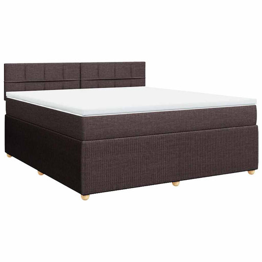 vidaXL Κρεβάτι Boxspring με Στρώμα Σκούρο Καφέ 180x200 εκ Υφασμάτινο