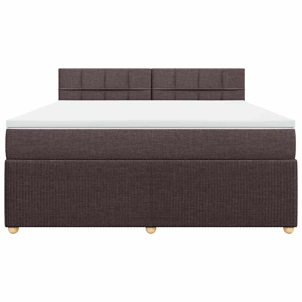 vidaXL Κρεβάτι Boxspring με Στρώμα Σκούρο Καφέ 180x200 εκ Υφασμάτινο