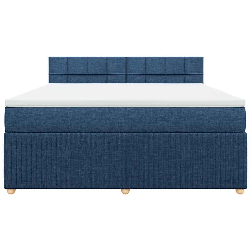 vidaXL Κρεβάτι Boxspring με Στρώμα Μπλε 180x200 εκ. Υφασμάτινο