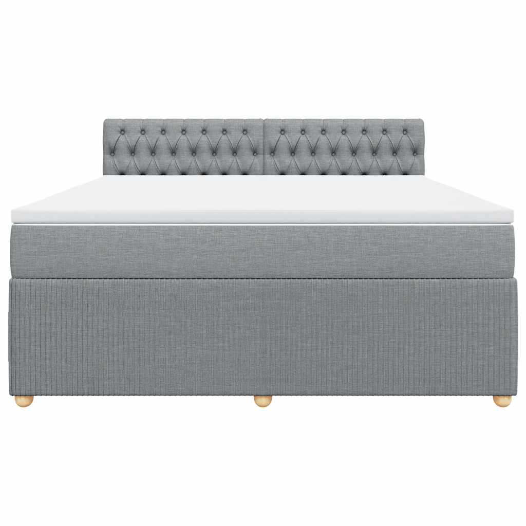 vidaXL Κρεβάτι Boxspring με Στρώμα Ανοιχτό Γκρι 180x200 εκ. Υφασμάτινο